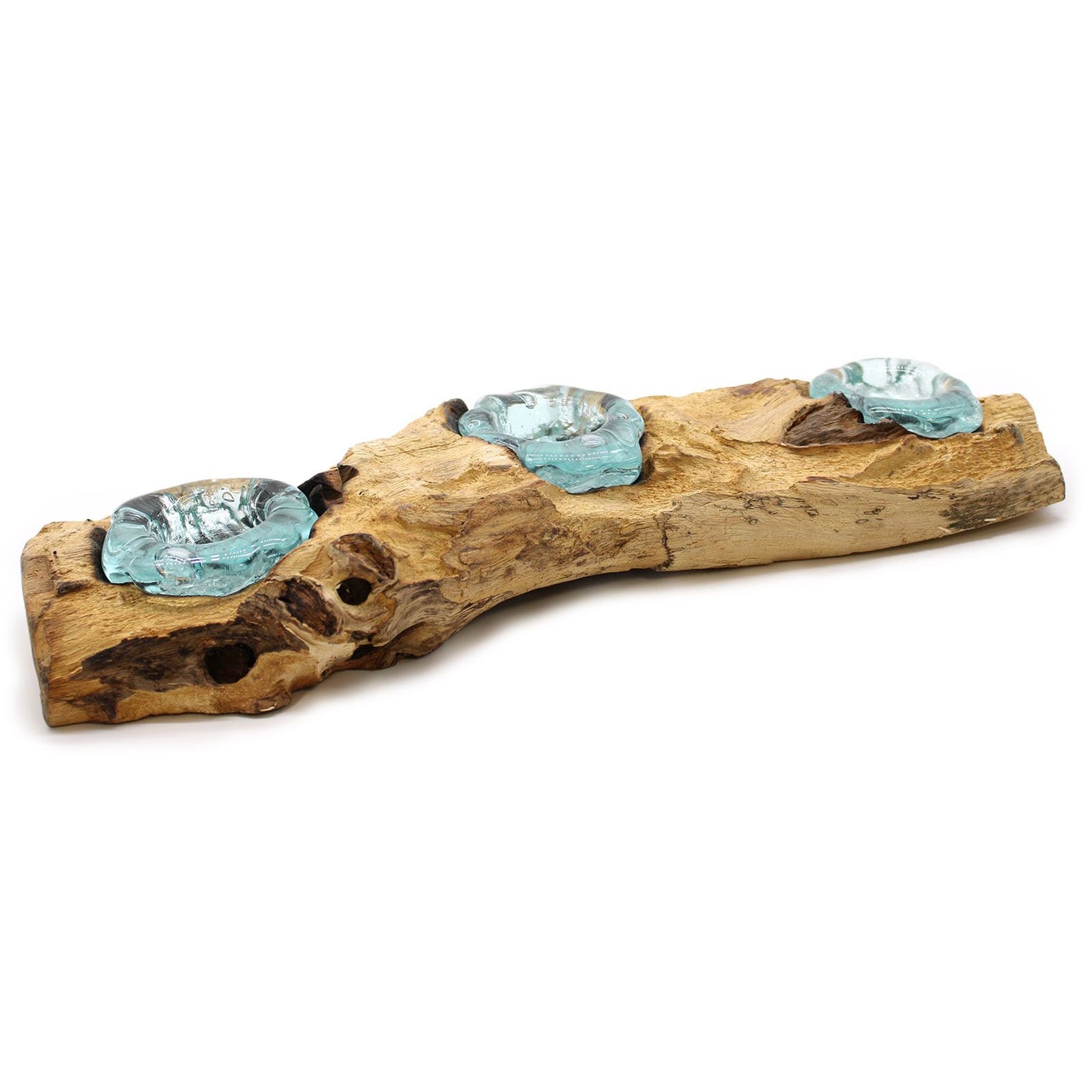 Κηροπήγιο Τριπλό - Molton Glass on Wood