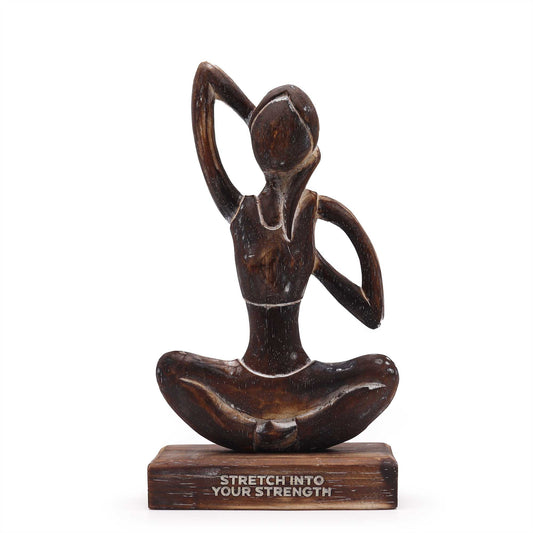 Wooden Yoga Lady - Antique - Cow Face Pose