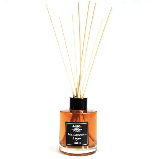 Διαχύτης Καλαμιών 120ml - Χρυσός, Λιβάνι & Μύρο
