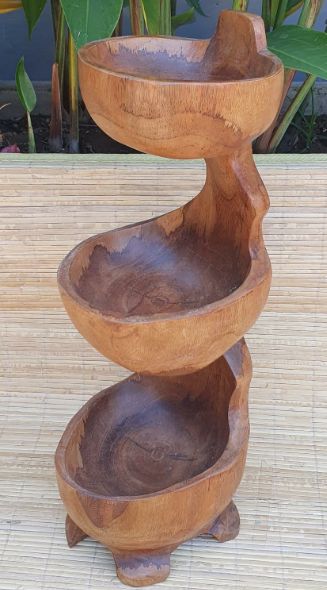 Μπολ Ξύλινο - Teak Root Three Bowl Standing - 50cm
