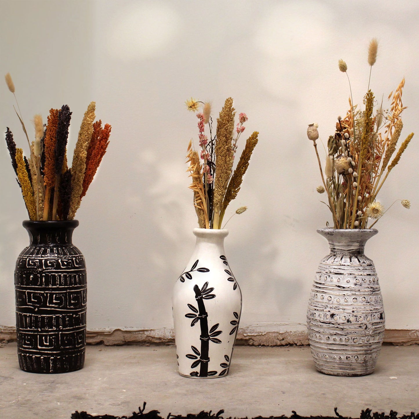 Βάζο Τερακότας - Bamboo Motif Shaped - Natural