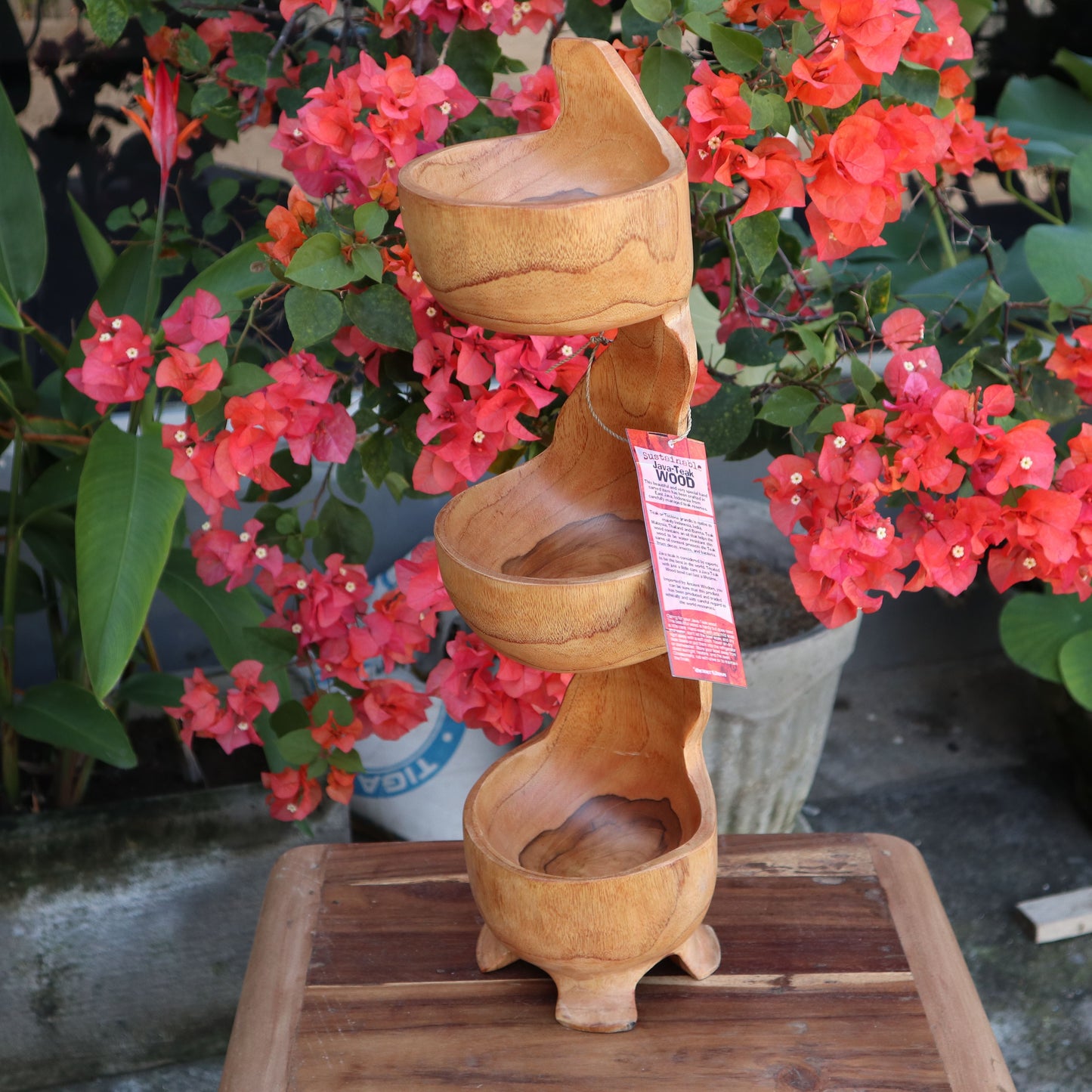 Μπολ Ξύλινο - Teak Root Three Bowl Standing - 50cm
