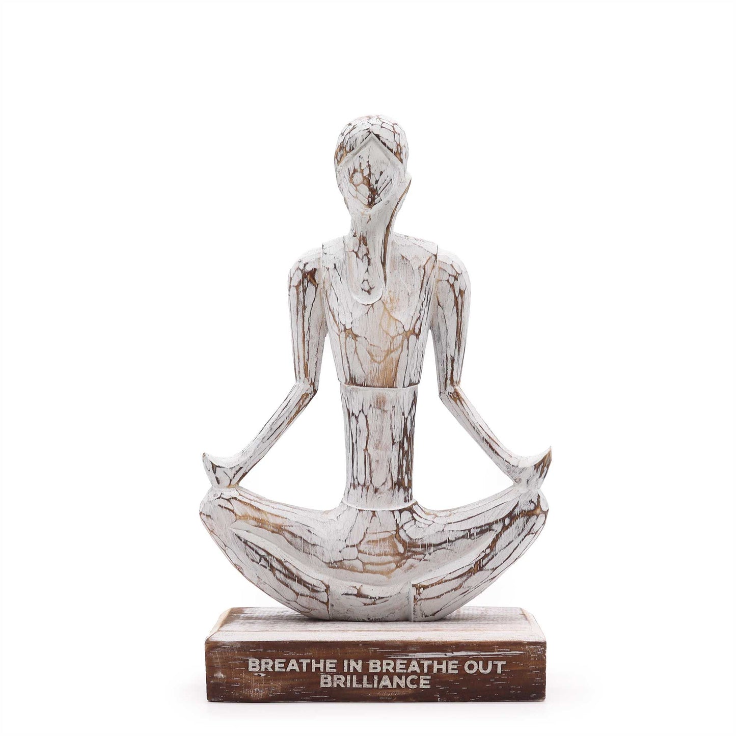 Wooden Yoga Lady – Whitewash – Easy Pose