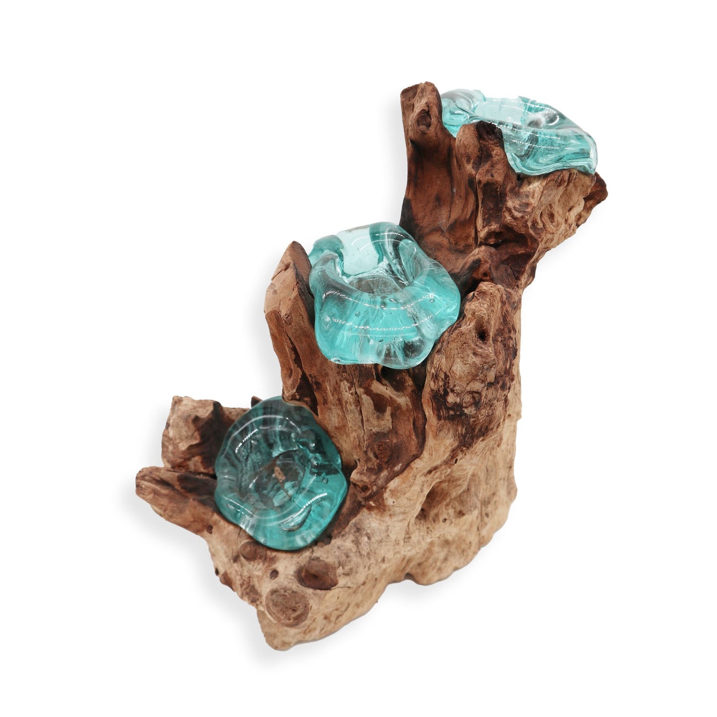 Κηροπήγιο Τριπλό Κορμός Molton Glass on Wood