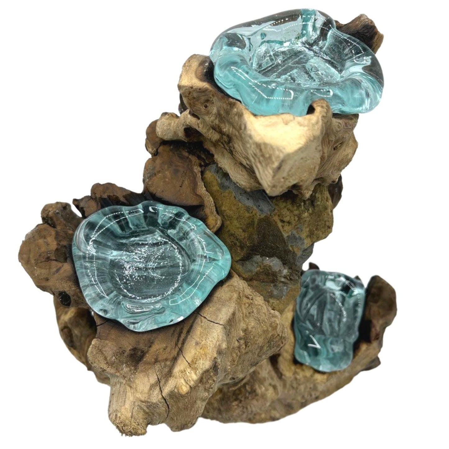 Κηροπήγιο Τριπλό Κορμός Molton Glass on Wood