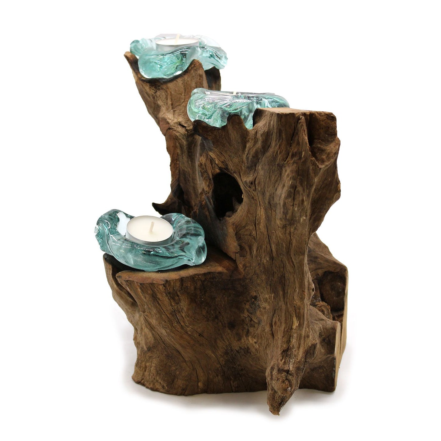 Κηροπήγιο Τριπλό Κορμός Molton Glass on Wood