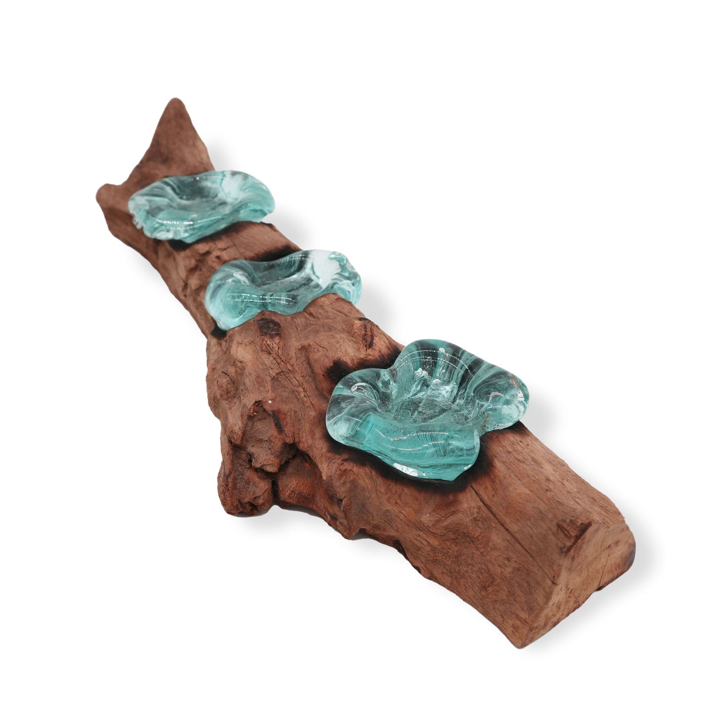Κηροπήγιο Τριπλό - Molton Glass on Wood