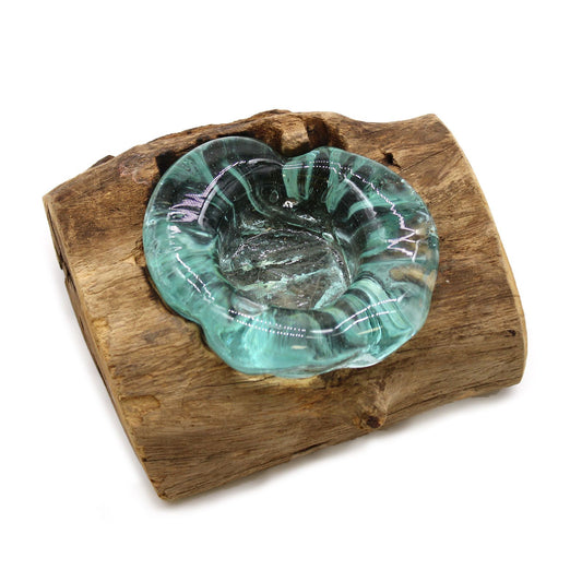 Κηροπήγιο Μονό - Molton Glass on Wood