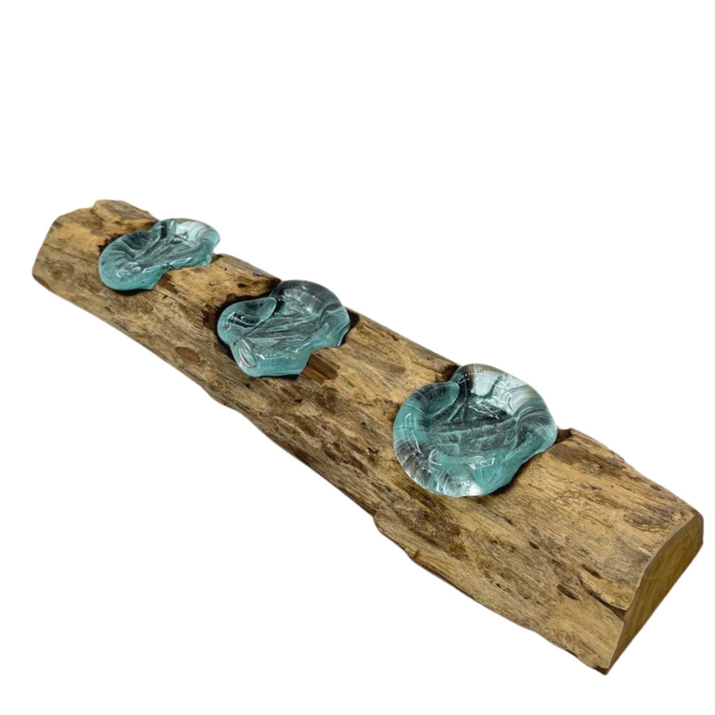 Κηροπήγιο Τριπλό - Molton Glass on Wood