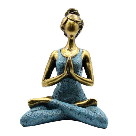 Yoga Lady Figure -  Χρυσό & Τουρκουάζ  24cm