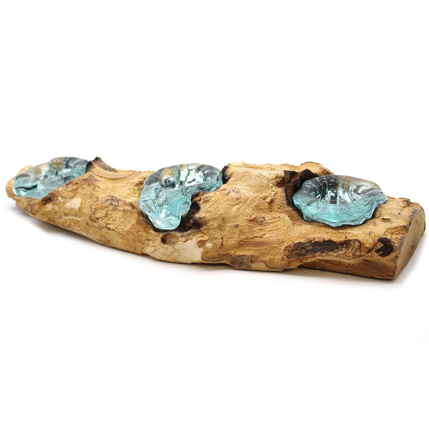 Κηροπήγιο Τριπλό - Molton Glass on Wood