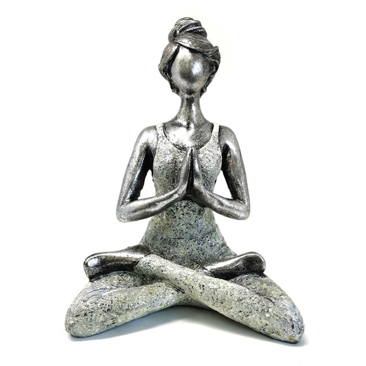 Yoga Lady Figure -  Ασημί & Λευκό 24cm