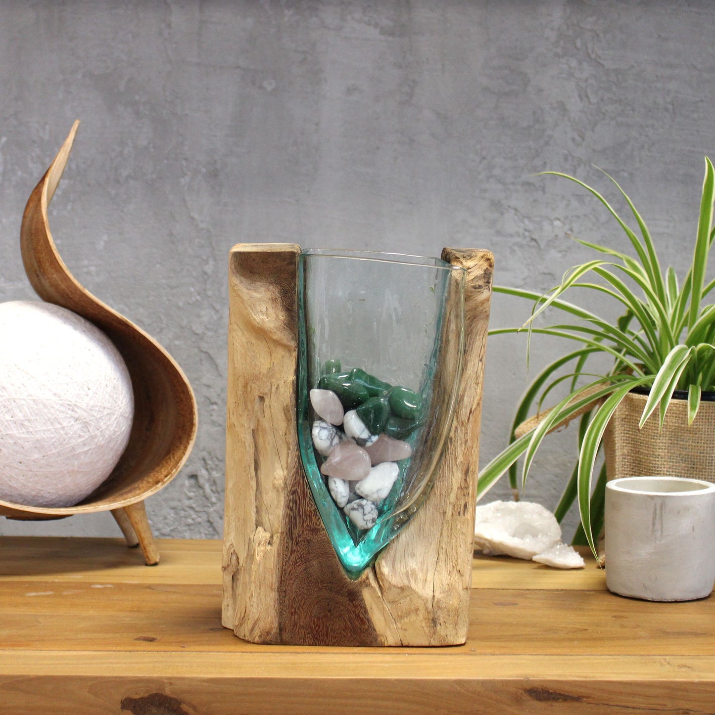 Βάζο σε ξύλο Mοltοn Glass V-shaped Art