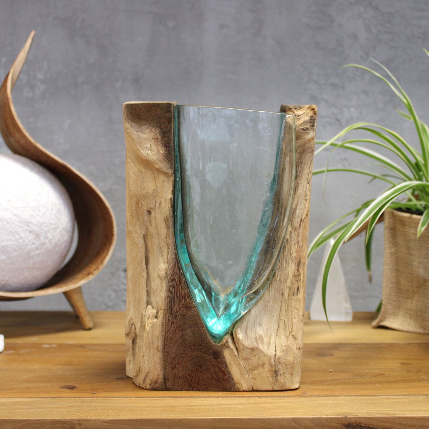 Βάζο σε ξύλο Mοltοn Glass V-shaped Art