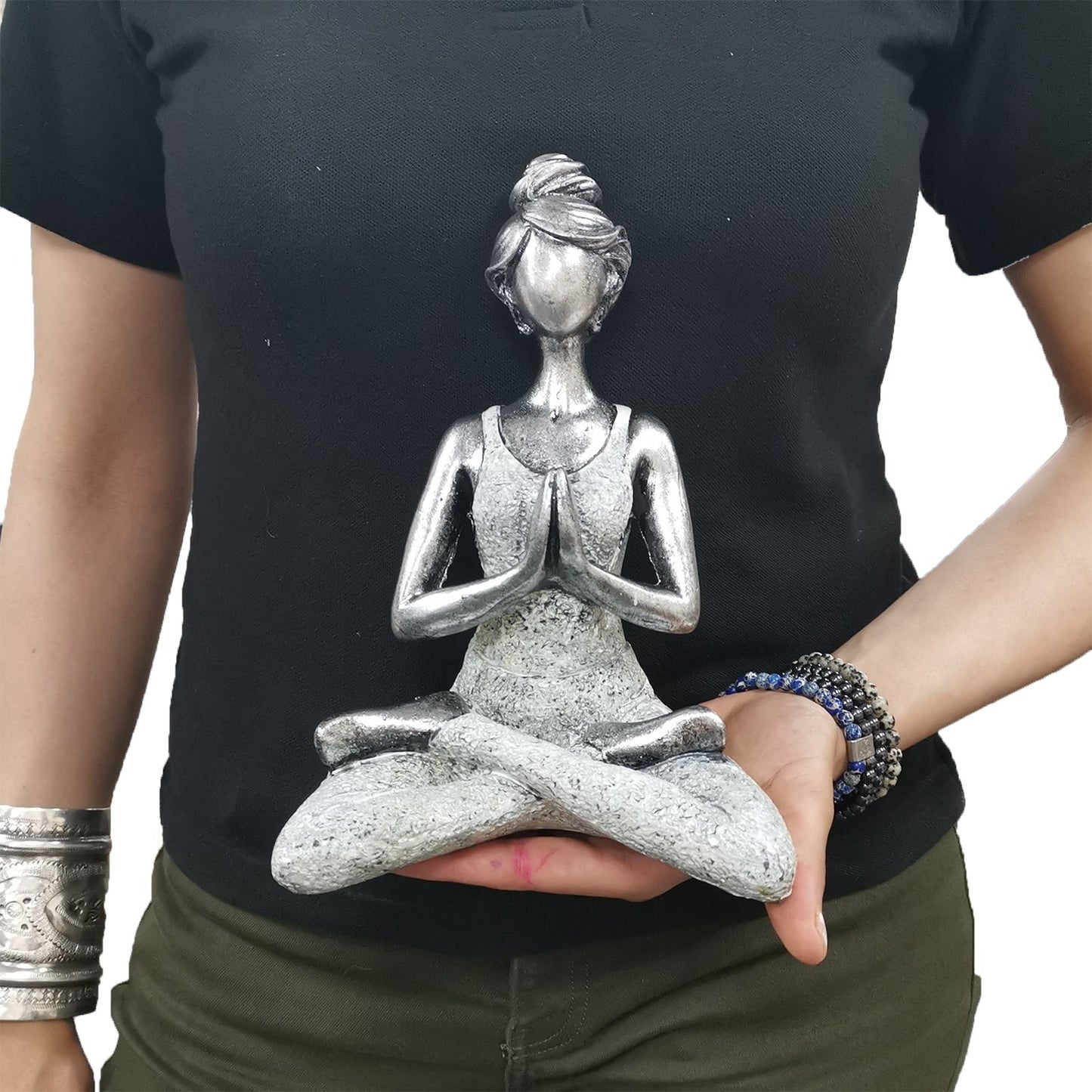 Yoga Lady Figure -  Ασημί & Λευκό 24cm