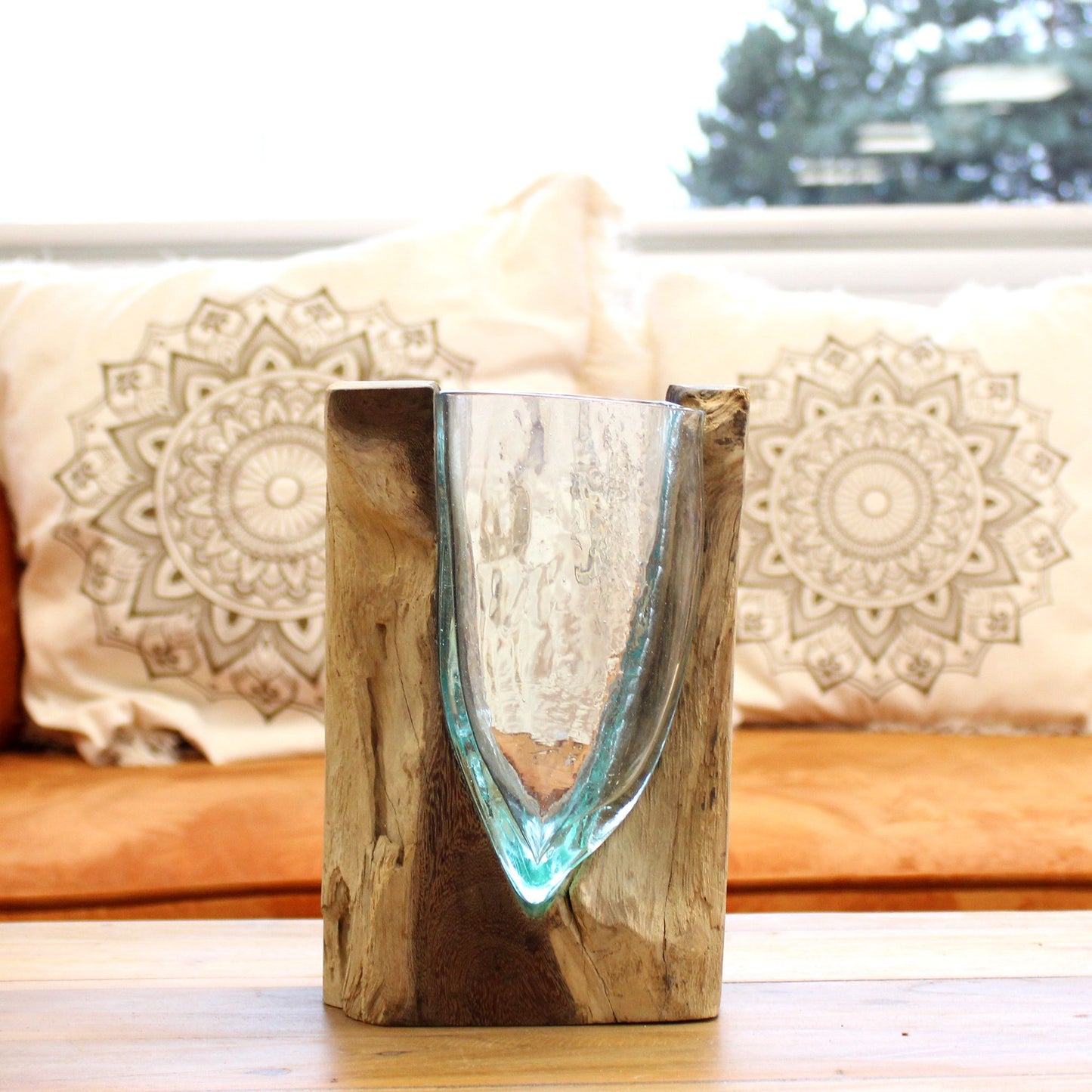 Βάζο σε ξύλο Mοltοn Glass V-shaped Art