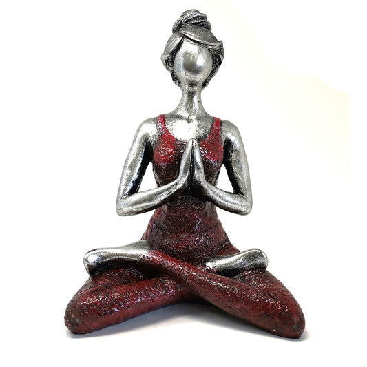 Yoga Lady Figure -  Ασημί & Μπορντό 24cm