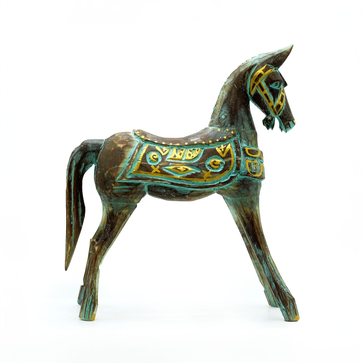 Medium Gold & Turquoise Horse 35 cm