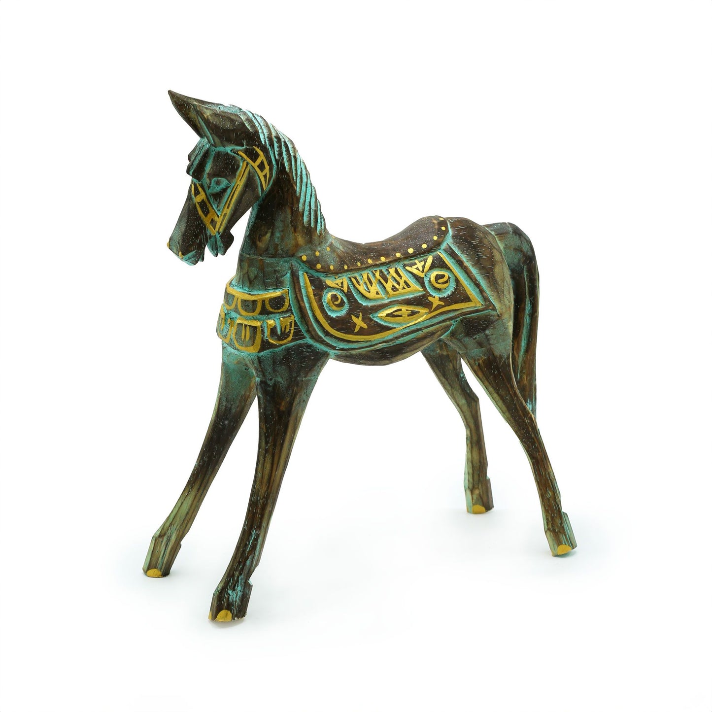Medium Gold & Turquoise Horse 35 cm