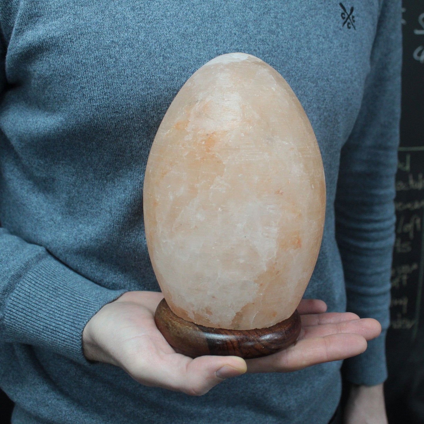 Himalayan Salt Lamp Egg - Wooden Base