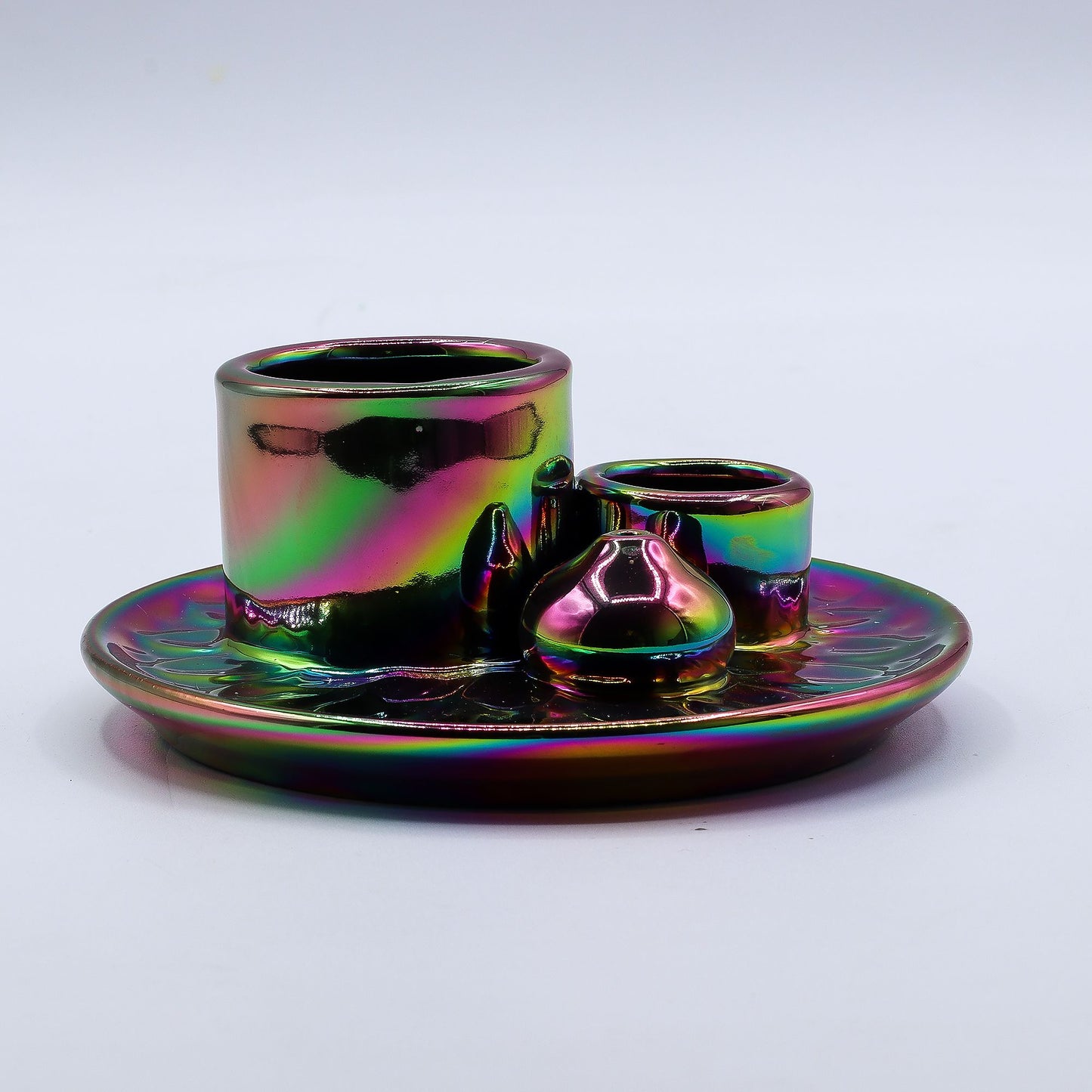 Βάση Palo Santo & Smudge Metallic Rainbow | Κεραμική Μαντάλα