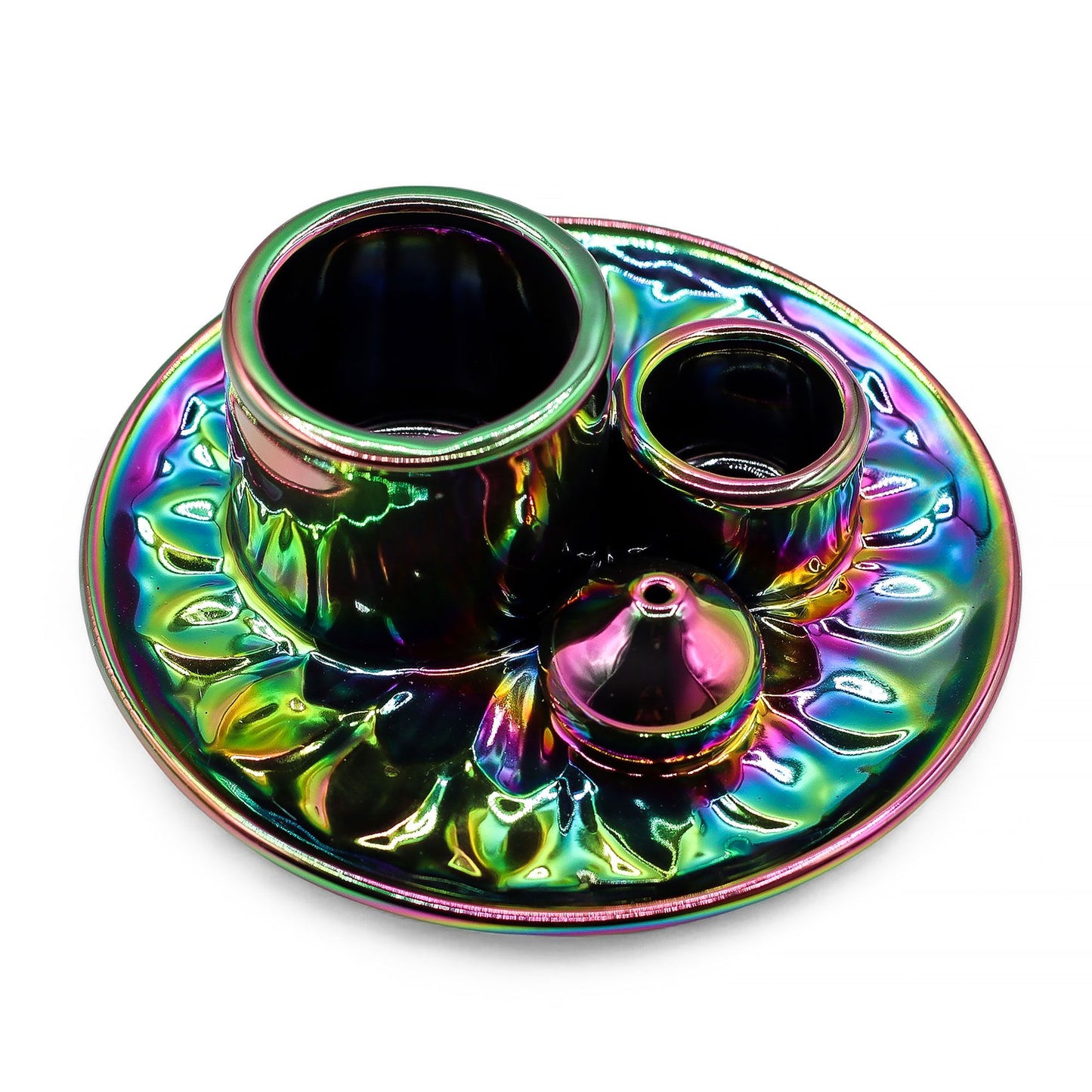 Βάση Palo Santo & Smudge Metallic Rainbow | Κεραμική Μαντάλα