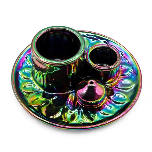 Βάση Palo Santo & Smudge Metallic Rainbow | Κεραμική Μαντάλα