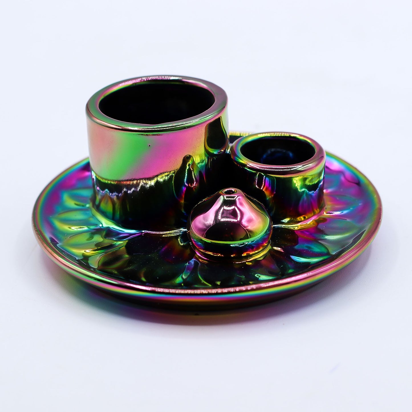 Βάση Palo Santo & Smudge Metallic Rainbow | Κεραμική Μαντάλα