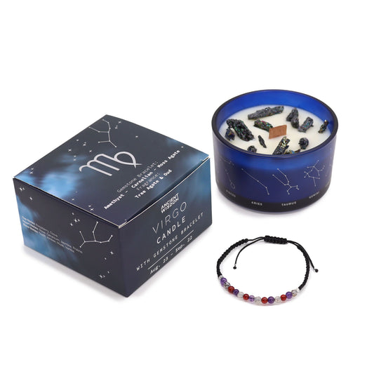 Κερί Ζωδίου με Κρύσταλλο & Βραχιόλι Ημιπολύτιμου Λίθου - Παρθένος